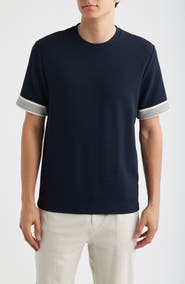 Reiss Aries Textured Contrast Cuff T-Shirt