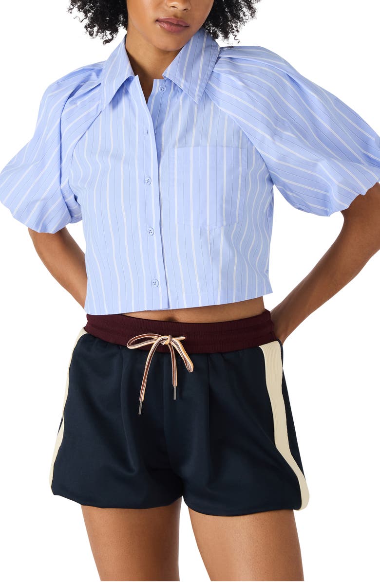 Steve Madden Reece Stripe Button-Up Shirt, Main, color, Soft Blue