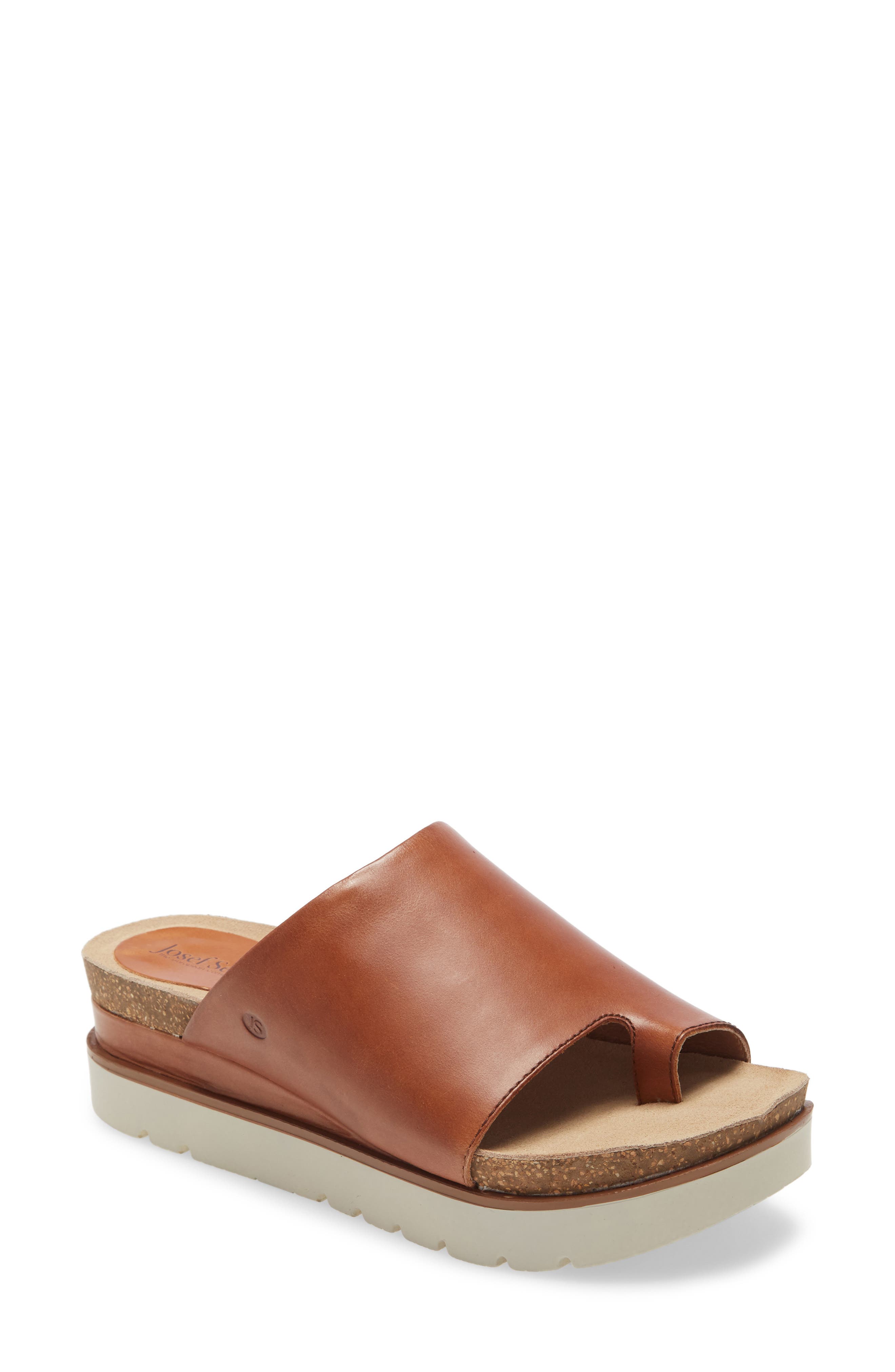 Clea 06 Platform Slide Sandal, Main, color, COGNAC LEATHER