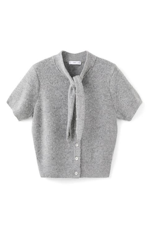Short Sleeve Cardigan with Front Tie