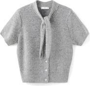 MANGO Short Sleeve Cardigan with Front Tie