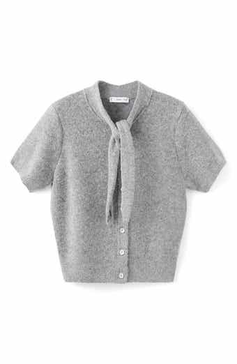 MANGO Short Sleeve Cardigan with Front Tie