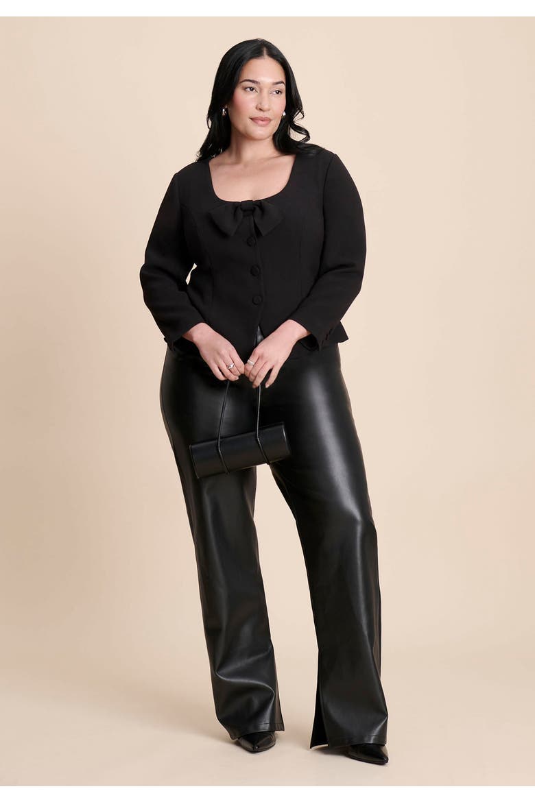 Scoop Neck Jacket With Bow, Alternate, color, BLACK ONYX