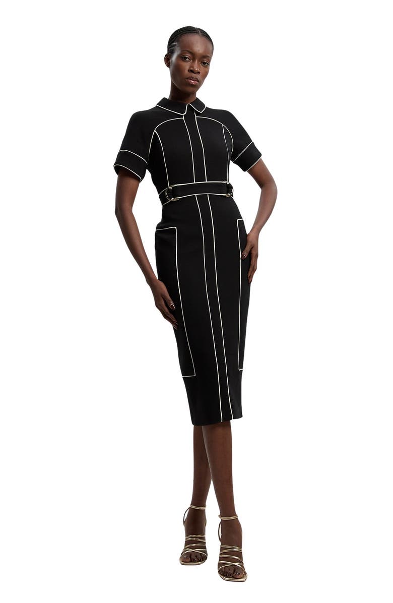 Karen Millen Compact Stretch Pencil Midi Dress, Main, color, Black