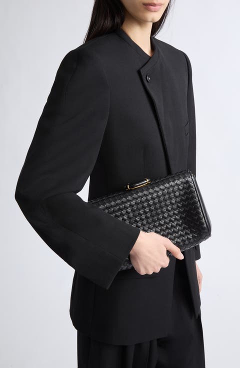 La Milanese Intrecciato Leather Clutch