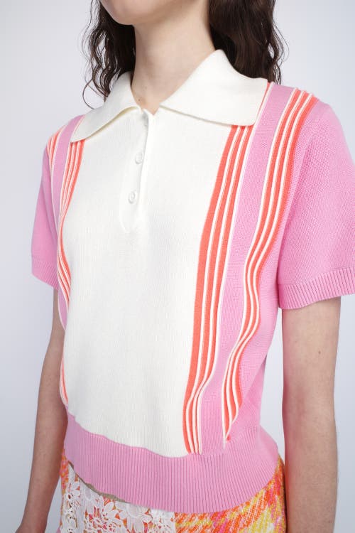 Anna Sui Amalfi Knits Polo In Pink Multi
