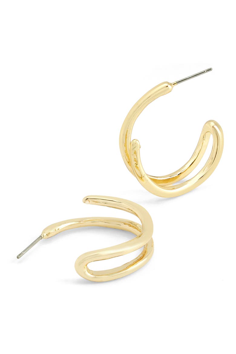 Sculptural Bypass Small Hoop Earrings, Alternate, color, GOLD