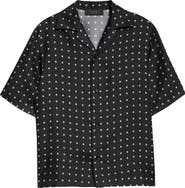 AMIRI Mix & Match Monogram Logo Print Silk Camp Shirt