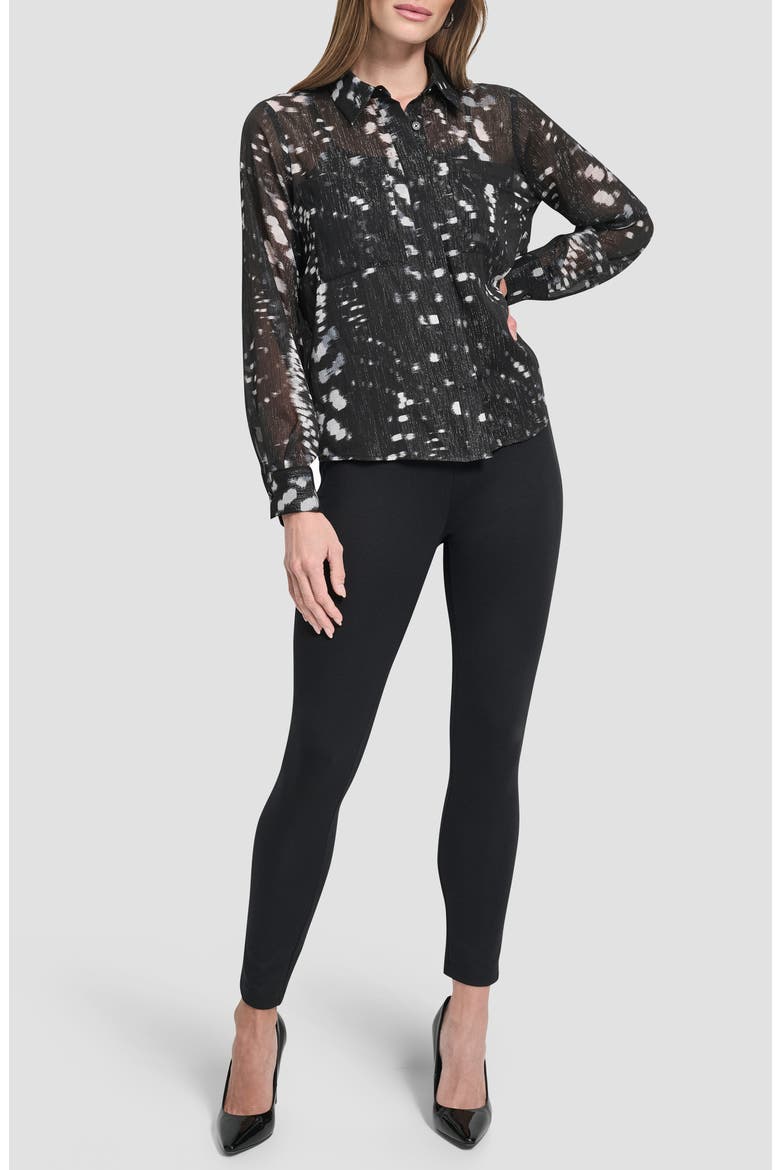 Shine Crinkle Chiffon Button-Up Shirt, Alternate, color, REFLECTED LIGHTS