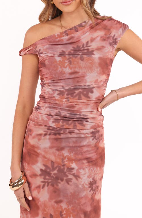 Petal And Pup Petal & Pup Donata Ruched One-shoulder Mesh Top In Pink