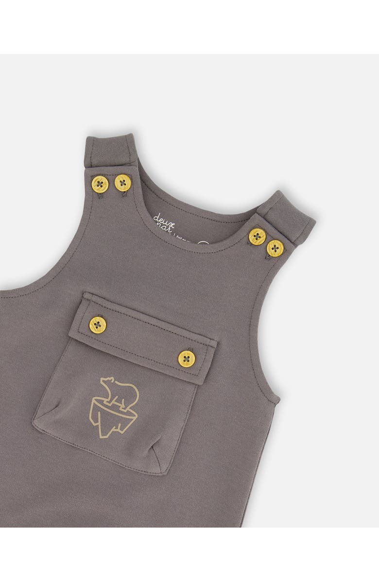 Deux par Deux Baby Boy's Organic Cotton Printed Bodysuit And Overall Set Dark Gray With Mountains, Alternate, color, 