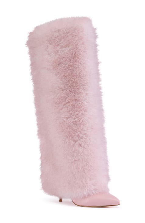 Light pink over the knee boots best sale