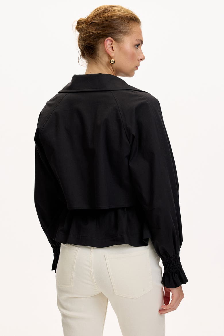 Yareli Shirt Collar Cotton Jacket, Alternate, color, BLACK