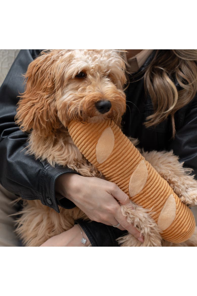 Baguette Squeak & Crinkle Plushie Dog Toy, Alternate, color, Brown