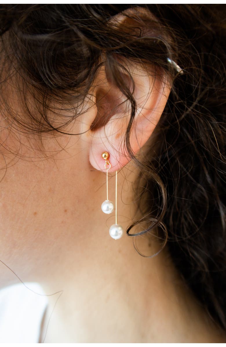 seree Leighton faux pearl pendant earrings, Alternate, color, White