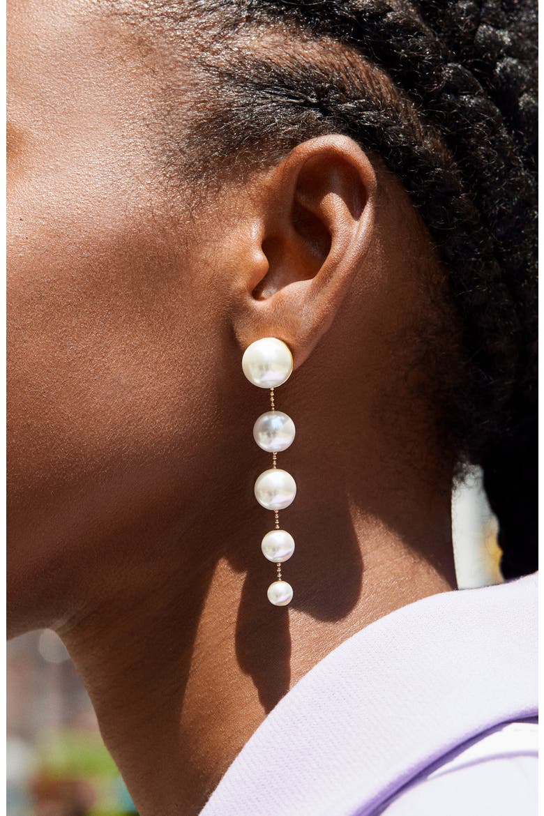 Sheri Imitation Pearl Linear Drop Earrings, Alternate, color, PEARL