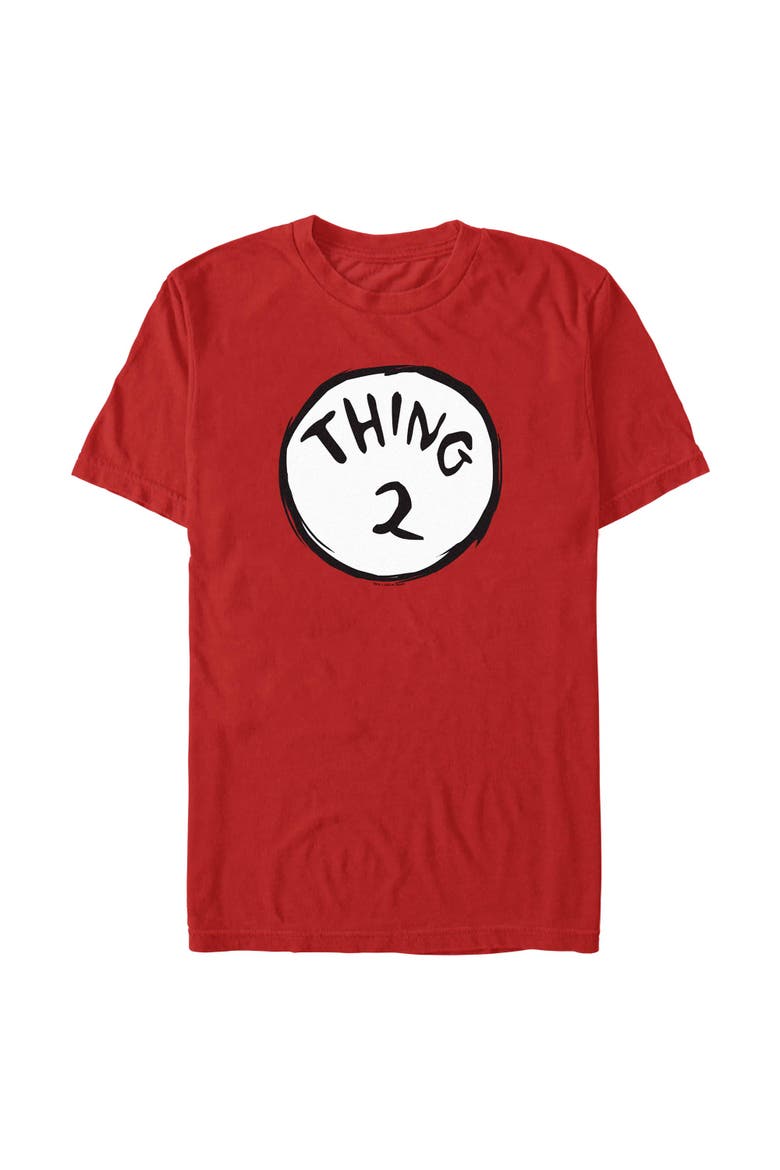 Mens Dr. Seuss Thing 2 Classic Badge T Shirt, Main, color, Red