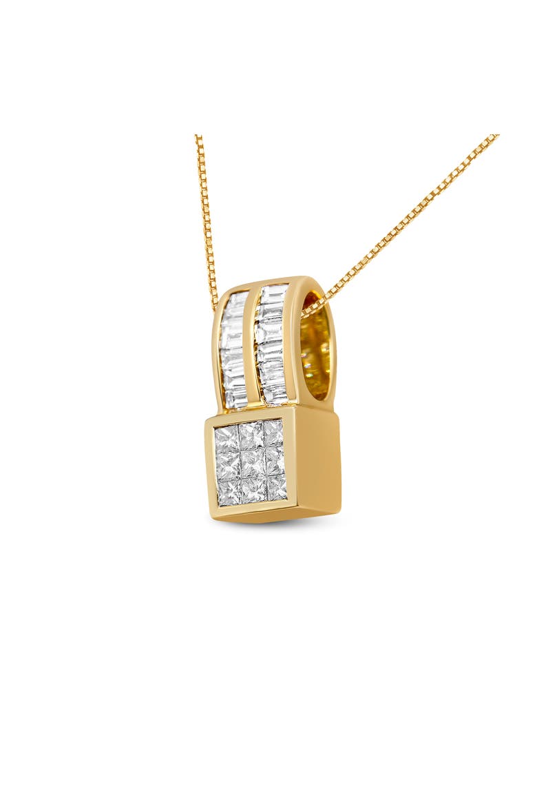 14K Yellow Gold 1 1/4 cttw Geometric Inspired Diamond Pendant Necklace, Alternate, color, Yellow