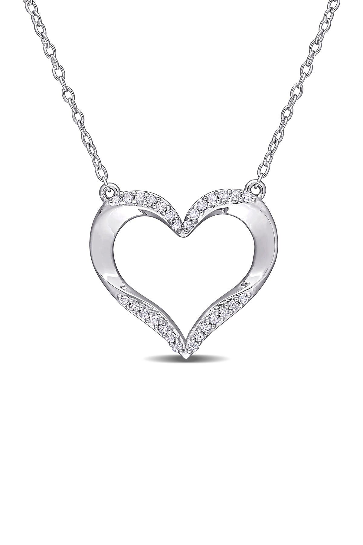 DELMAR Diamond Open Heart Pendant Necklace