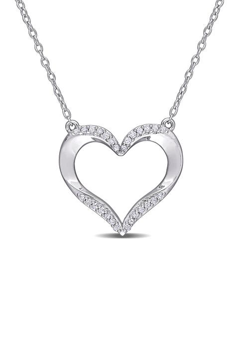 Diamond Open Heart Pendant Necklace