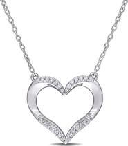 DELMAR Diamond Open Heart Pendant Necklace