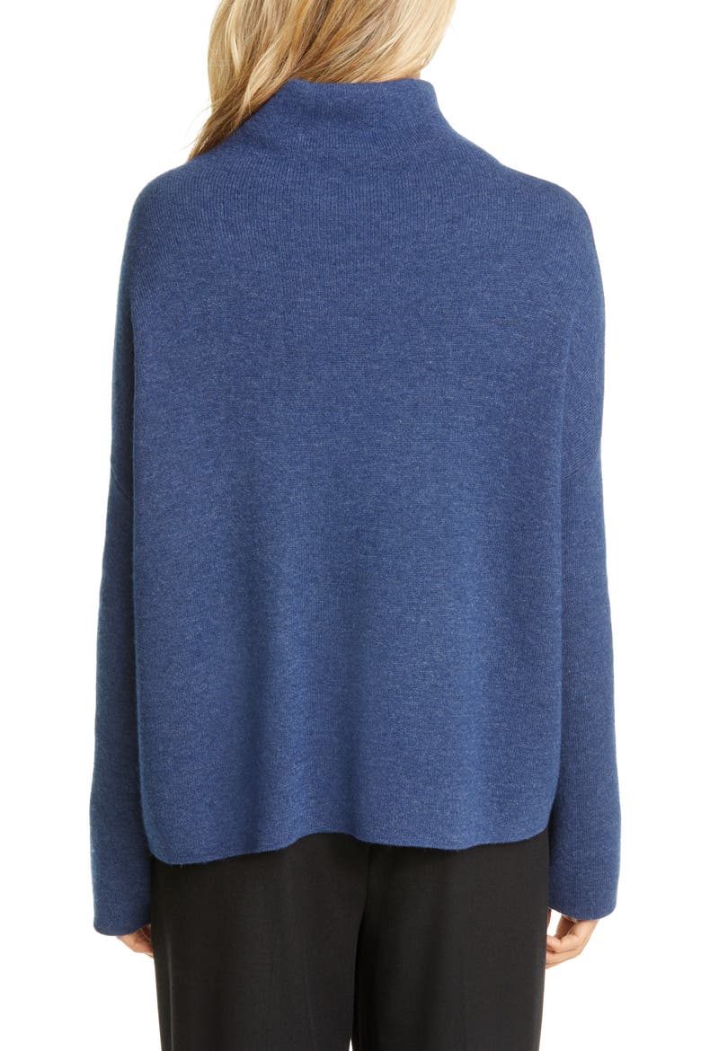 Funnel Neck Wool & Cashmere Blend Sweater, Alternate, color, HEATHER PEACOCK