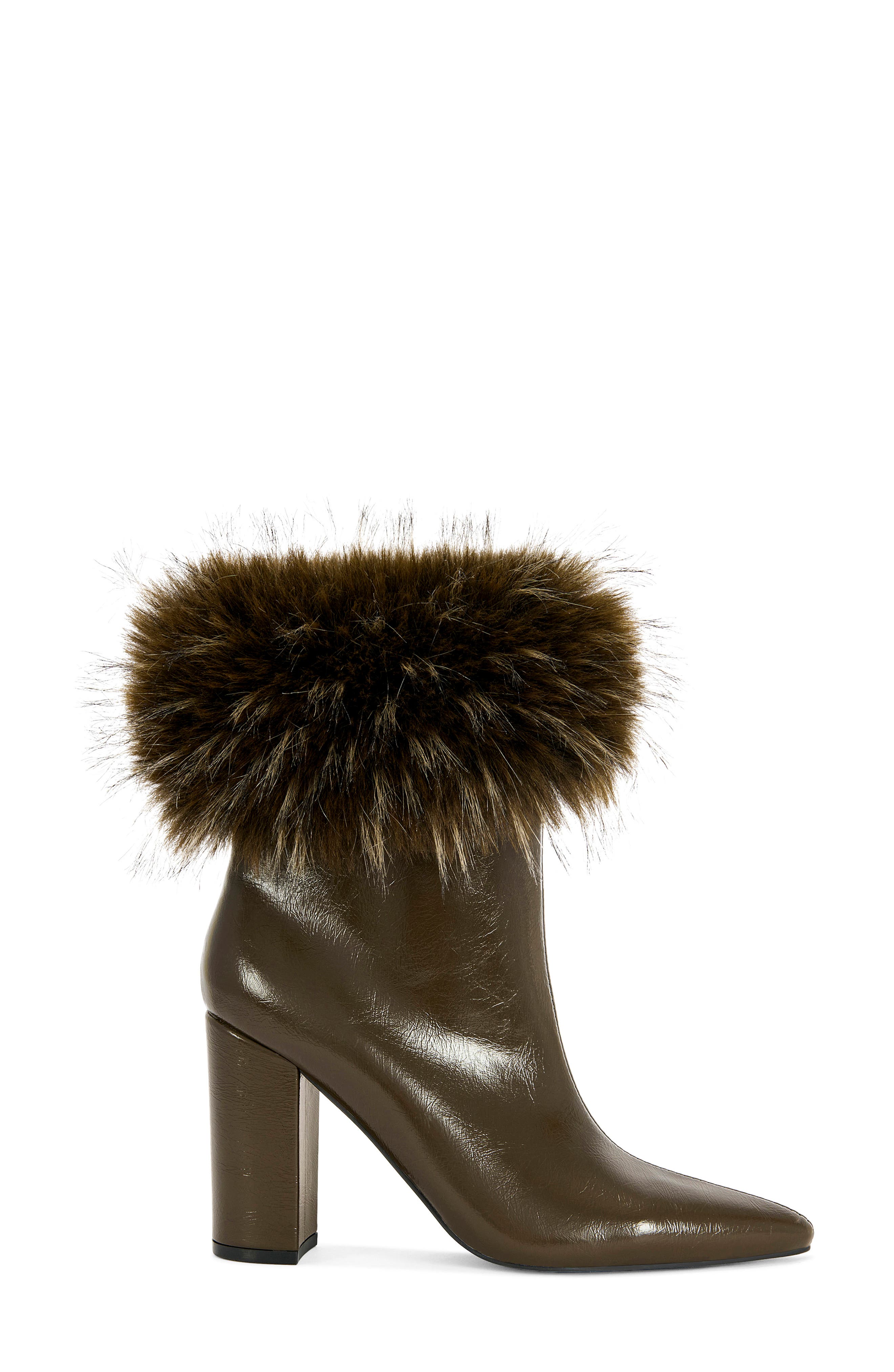 Borough Faux Fur Bootie, Alternate, color, CHOCOLATE