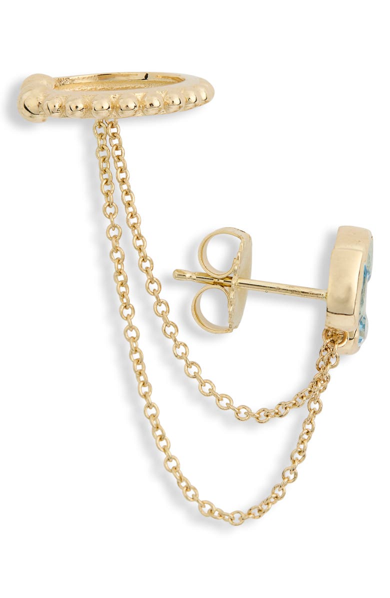 Anzie Bouquet Topaz Cuff & Stud Chain Earring, Alternate, color, Blue
