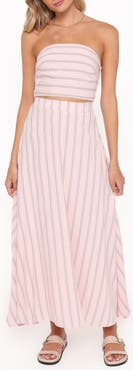 Petal & Pup Serafina Stripe Strapless Top & Maxi Skirt Set
