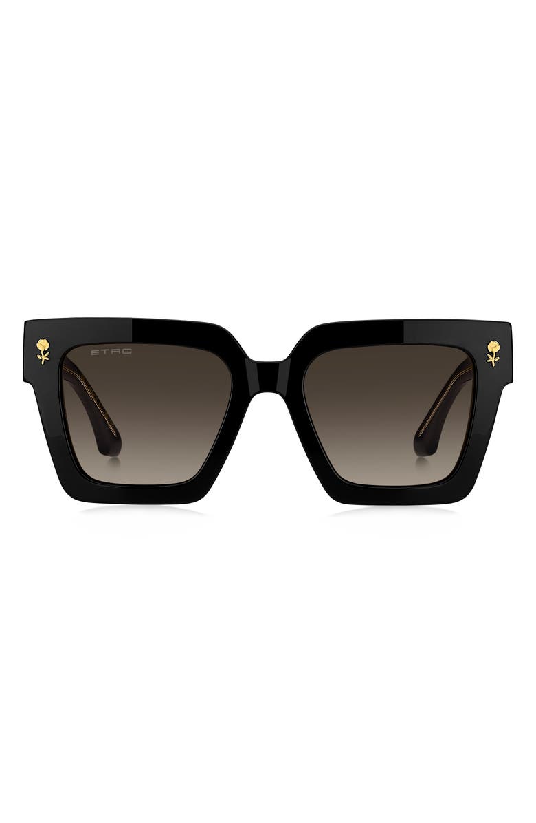 Etro 52mm Square Sunglasses, Main, color, Black