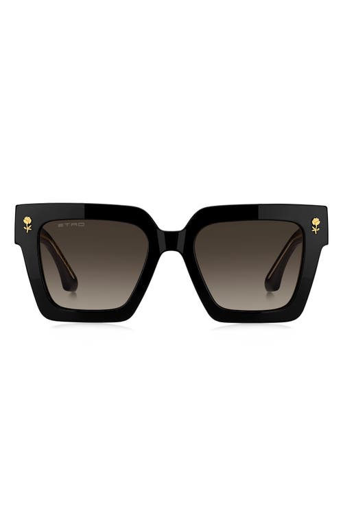 Etro Rose-embellished Square Sunglasses In Black