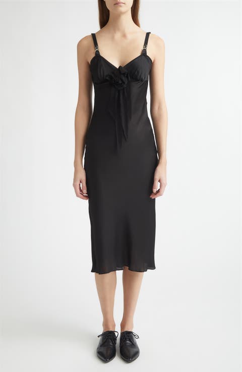 Satin Slipdress with Chiffon Appliqué