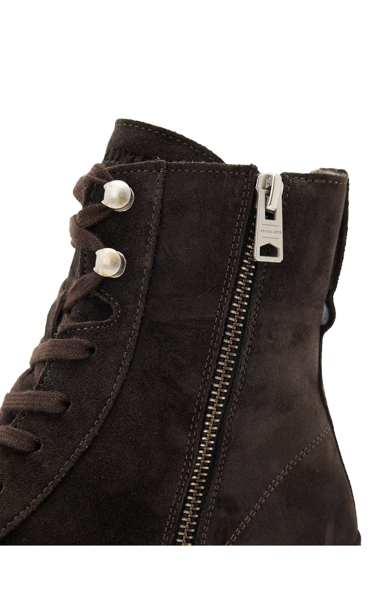 AllSaints Astrid Lugged Suede Boot, Alternate, color, Bitter Brown
