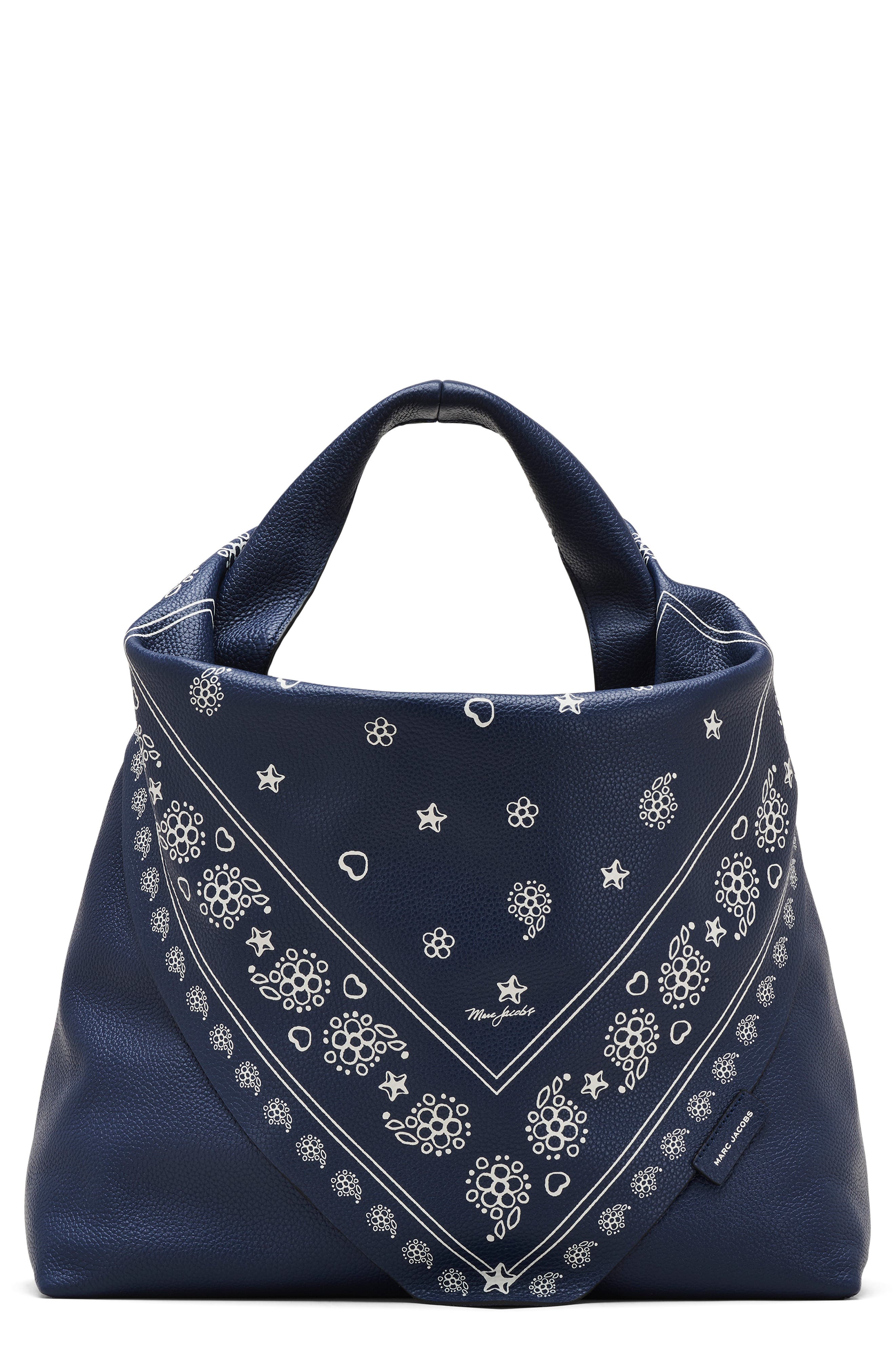 Marc Jacobs The Bandana Sack Shoulder Bag, Main, color, Navy Multi