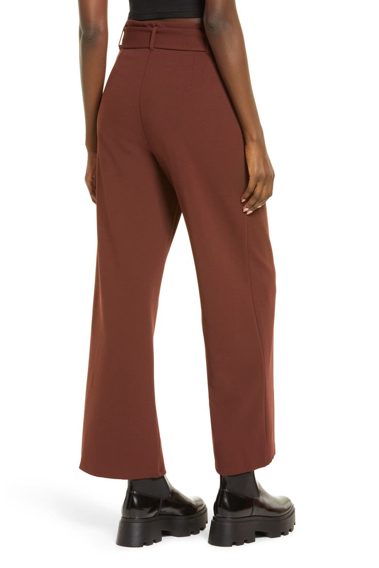 Belted High Waist Pants, Alternate, color, BROWN CHOCOLATE
