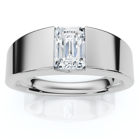 Men's 1Ct Emerald Cut Diamond Wedding Anniversary Ring 14k Gold or Platinum