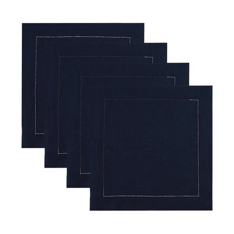 Linen Square Placemats Set of 4, 14 x 14" - Classic Hemstitch