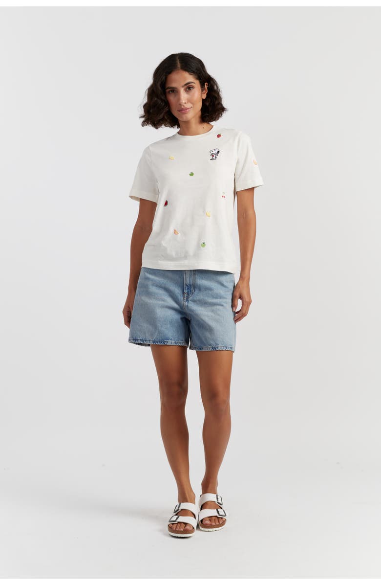 Chinti & Parker Cotton Snoopy Fruit T-Shirt, Main, color, Cream