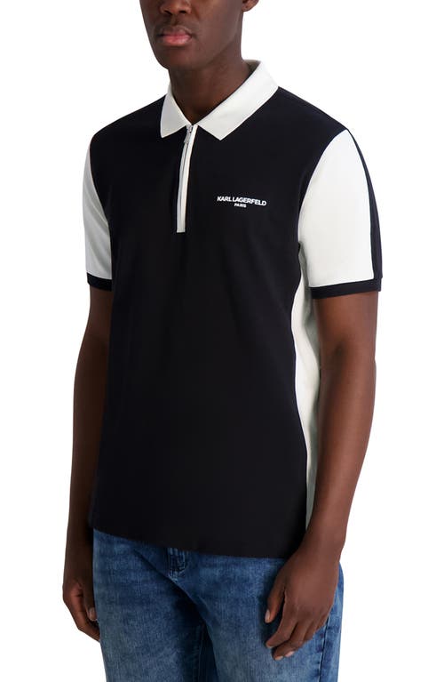 Karl Lagerfeld Paris Colorblock Stretch Cotton Zip Polo