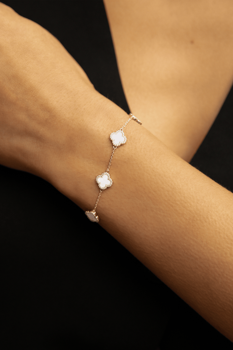 Mini White Icon Clover Bracelet, Alternate, color, White