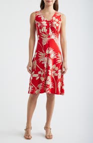 AK ANNE KLEIN Floral Sleeveless A-Line Dress