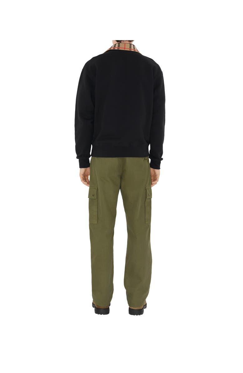 Burberry Check Collar Cotton Half-zip Sweatshirt, Alternate, color, Black