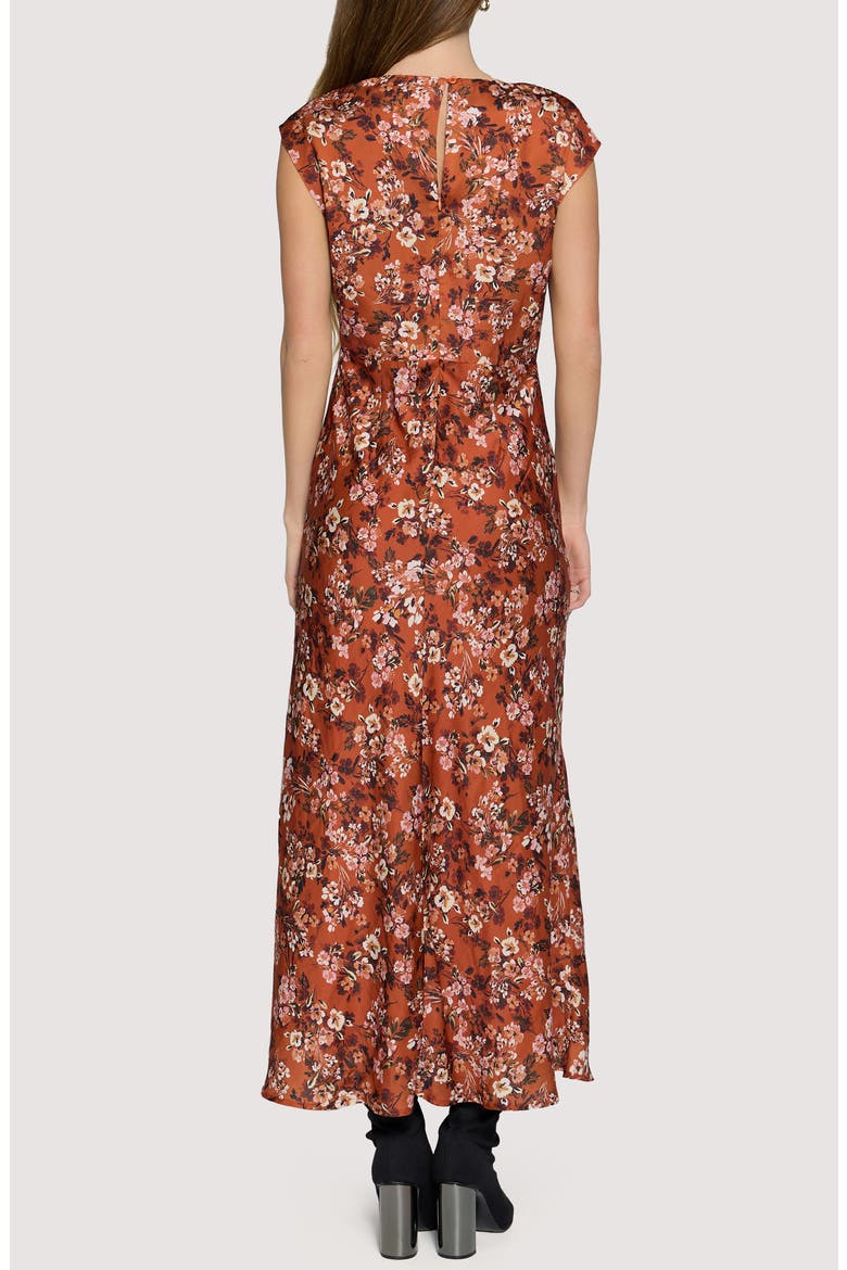 Bouquet Cowl Neck Satin Maxi Dress, Alternate, color, RUST FLORAL