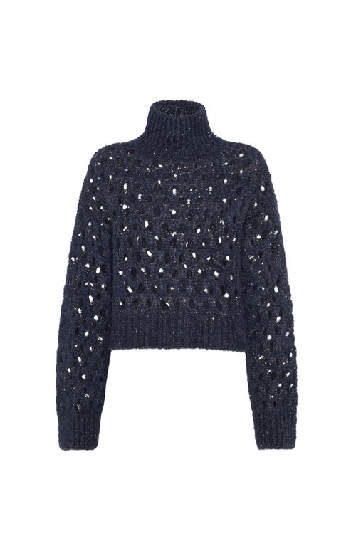 Brunello Cucinelli Dazzling Net Sweater In Black