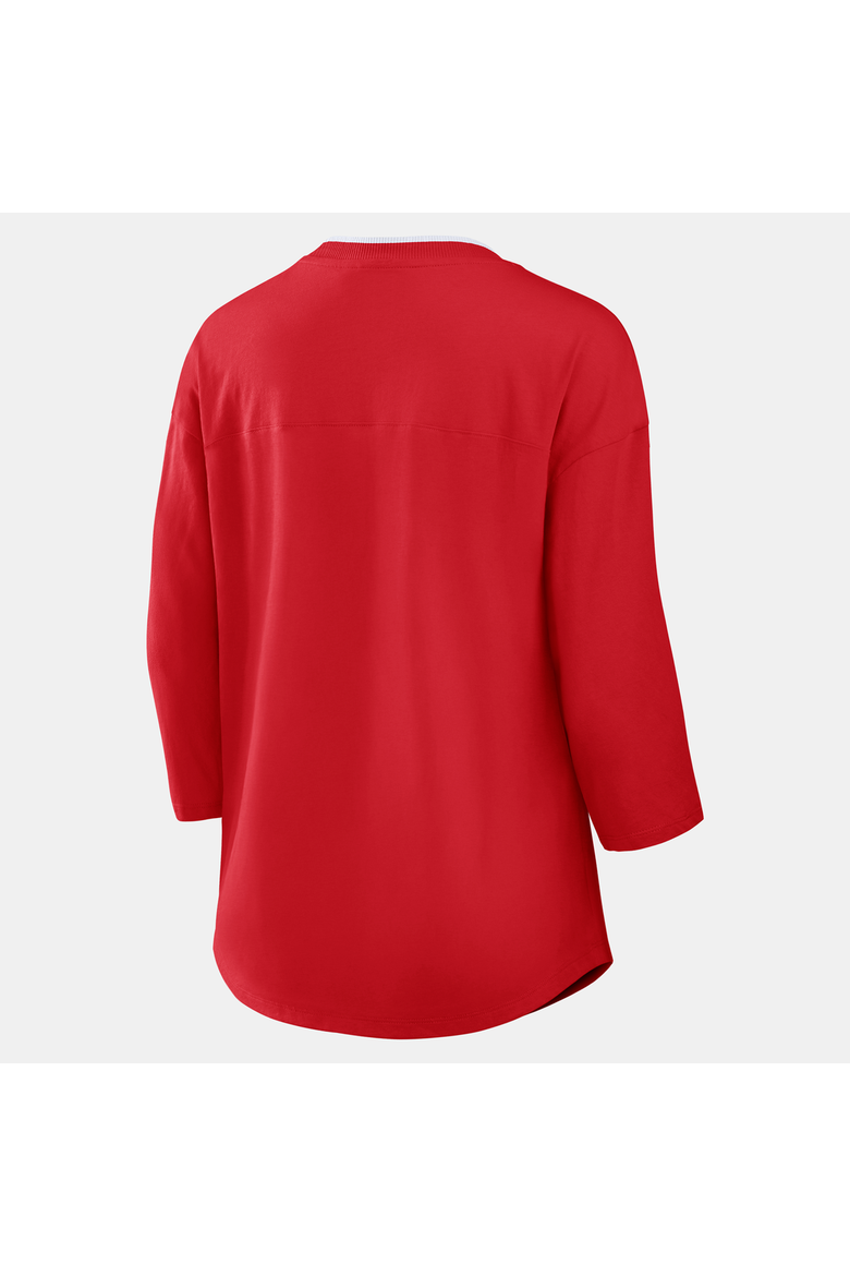 Women's Fanatics  Red Kansas City Chiefs Team First Deceptive Juke 3/4-Sleeve V-Neck T-Shirt, Alternate, color, Red