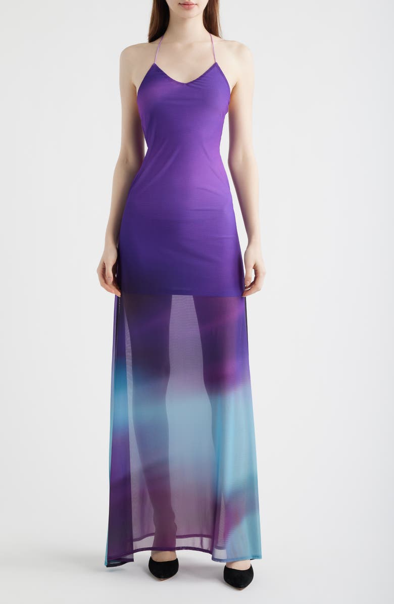 Feners Balita Mesh Maxi Dress, Main, color, Lilac