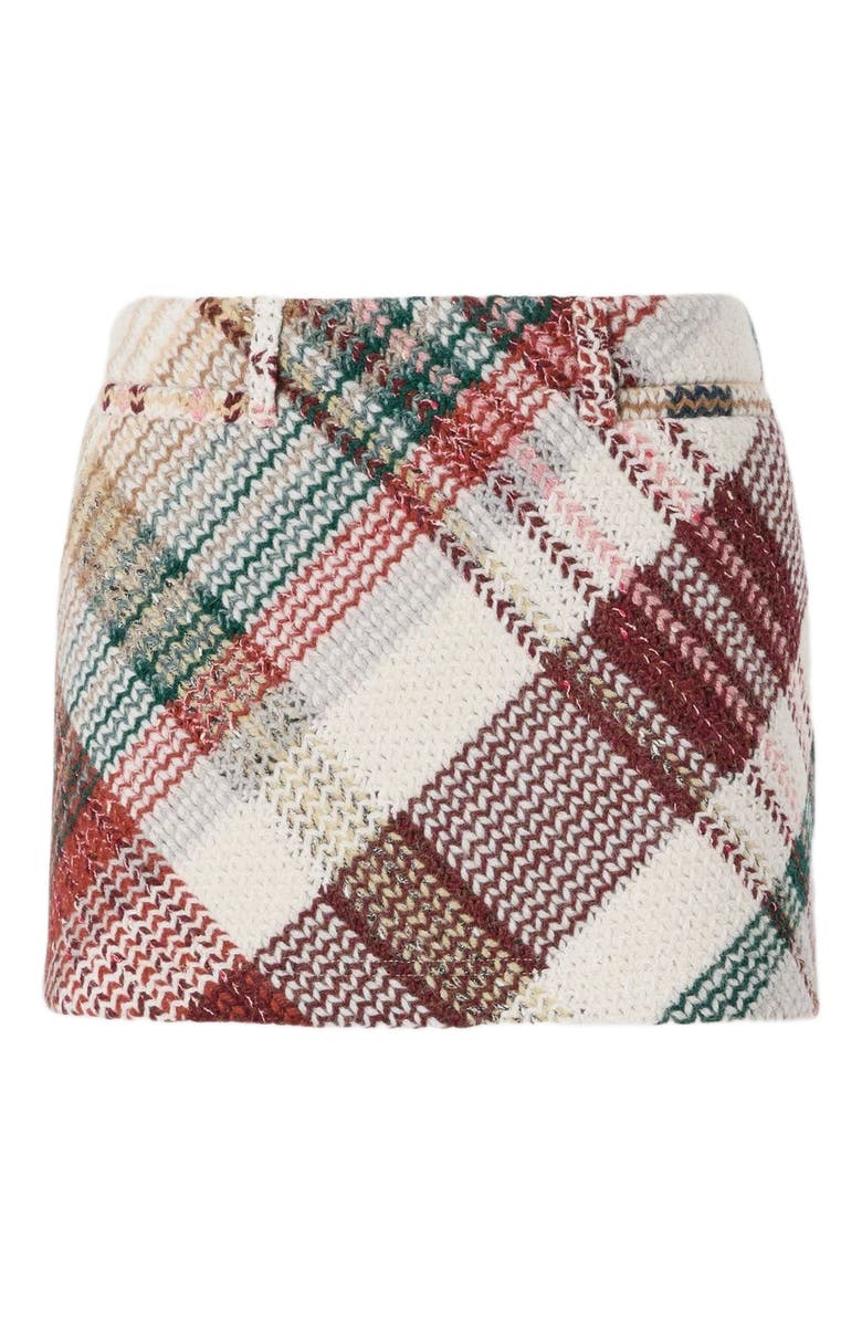 Missoni Mini Skirt With Check Pattern, Alternate, color, White & Burgundy