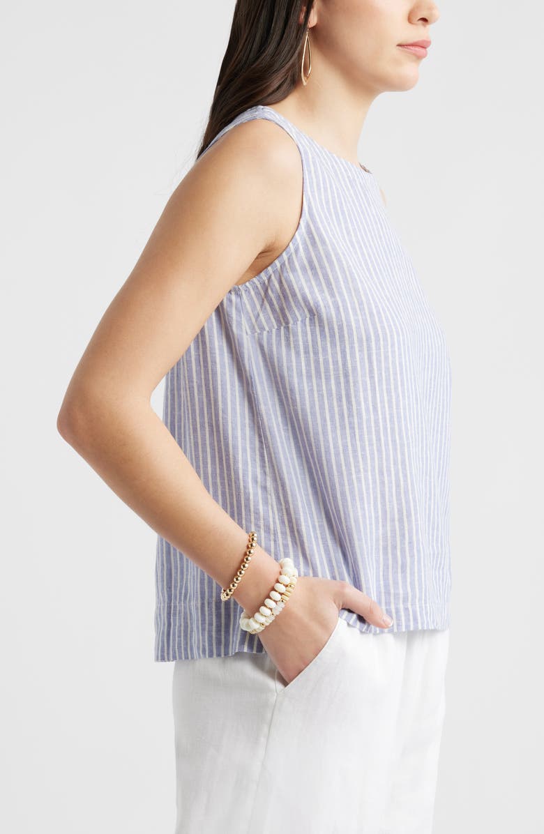 Caslon<sup>®</sup> Linen Blend Tank, Alternate, color, Blue- Ivory Penny Stripe