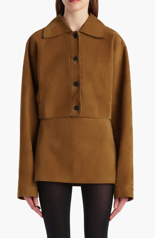 Khaite Sue Lambskin Suede Crop Jacket In Animal Print
