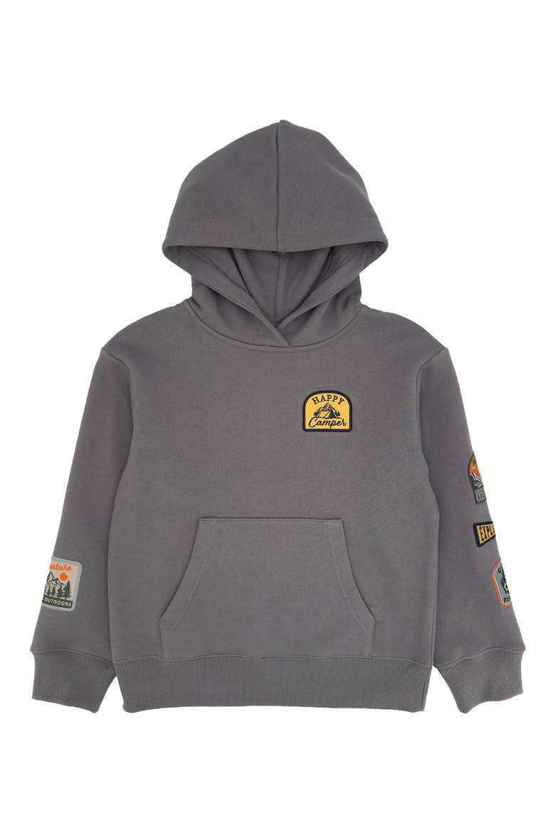Kids' Patch Hoodie, Main, color, ASH GREY
